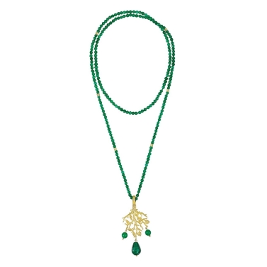 ISABEL GUARCH FORMENTOR STERLING SILVER AND JADE NECKLACE