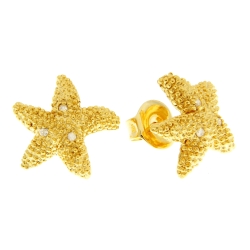 Gold plated sterling silver earrings with diamonds