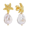 Silver earrings, diamonds and baroque pearls