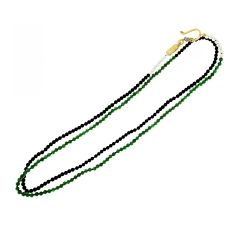 Collar largo de jade,  ágata blanca y ónix con plata de ley /oro amarillo