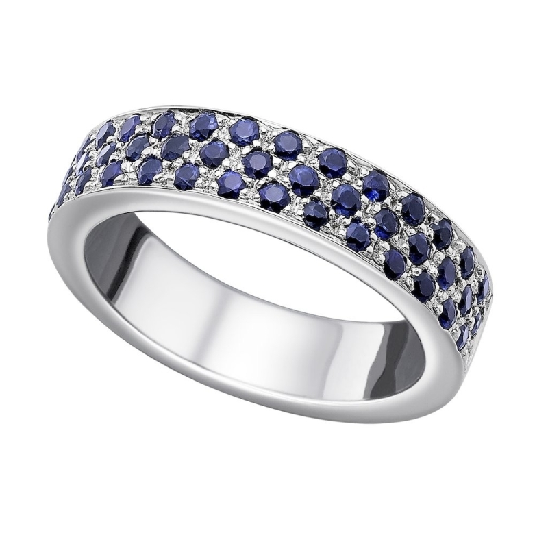 COLORS WHITE GOLD AND BLUE SAPPHIRES RING