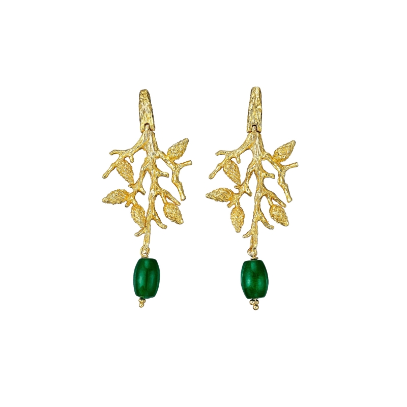 ISABEL GUARCH FORMENTOR STERLING SILVER AND JADE EARRINGS