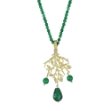 Long golden Formentor necklace with jade