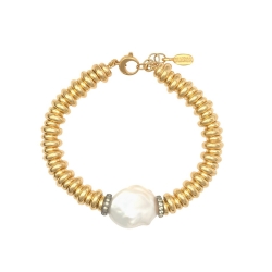 ISABEL GUARCH BAROQUE PEARL, SAPPHIRES AND STERLING SILVER BRACELET