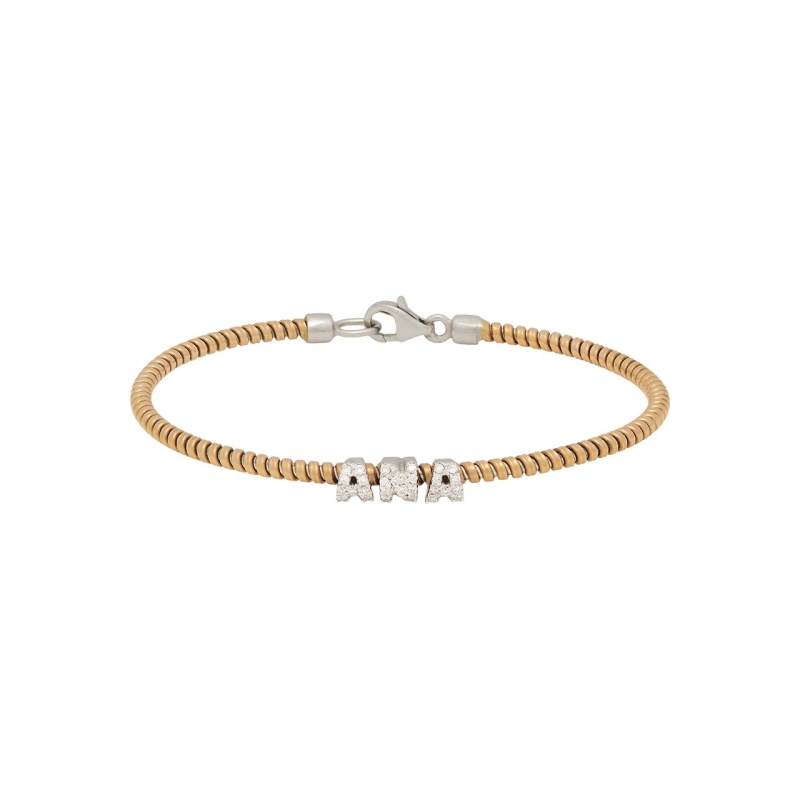 Bracelet with your name in yellow gold and diamonds