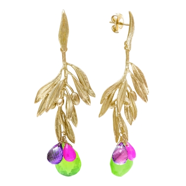 ISABEL GUARCH OLIVO GOLD AND NATURAL GEMSTONES EARRINGS