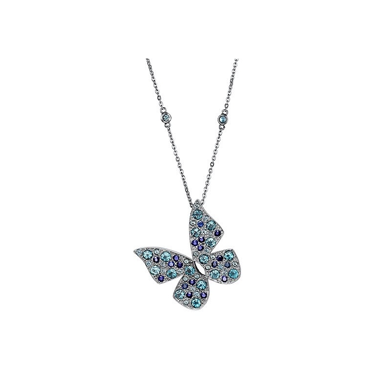 WHITE GOLD AND SAPPHIRE BUTTERFLY NECKLACE