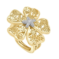 ISABEL GUARCH ALMOND BLOSSOM GOLD AND DIAMOND RING