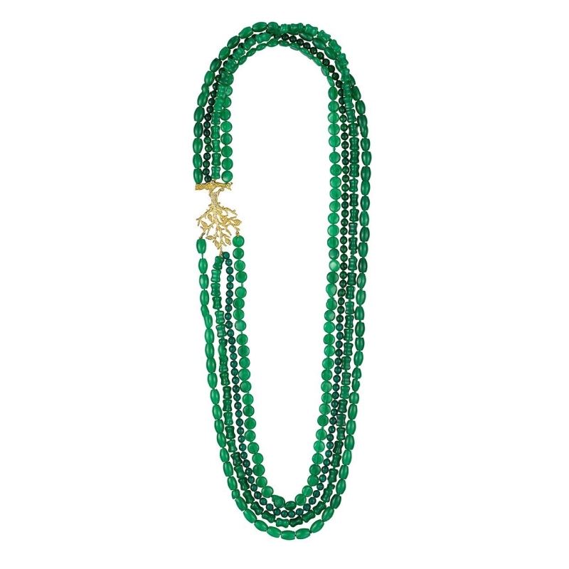 ISABEL GUARCH FORMENTOR SILVER AND JADE NECKLACE