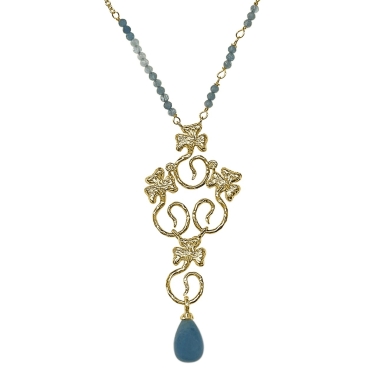 ISABEL GUARCH MODERNISMO 1903 GOLD AND AQUAMARINE NECKLACE