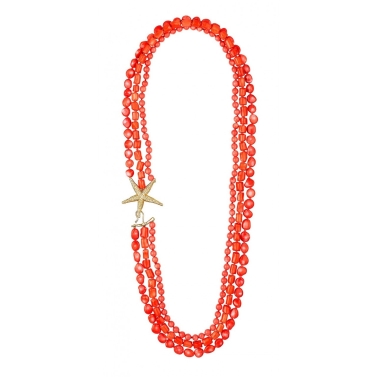 ESTEL STERLING SILVER AND CORAL NECKLACE
