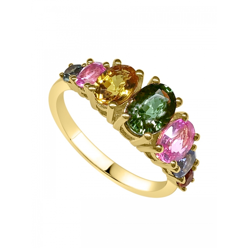 Isabel Guarch jewels gold and multicolored sapphire ring