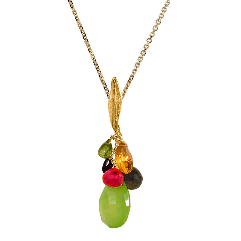 OLIVO GOLD AND MULTICOLORED GEMSTONES NECKLACE