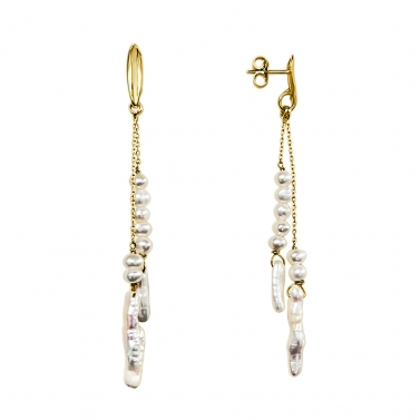 BAROQUE PEARLS AND GOLD EARRINGS