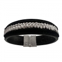 FONERS WHITE GOLD AND LEATHER BRACELET