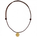 FONERS YELLOW GOLD AND LEATHER NECKLACE