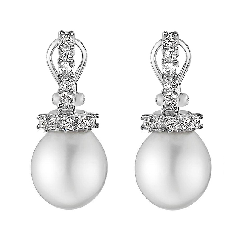 ISABEL GUARCH UNIQUE JEWELS MALLORCA WHITE GOLD, AUSTRALIAN PEARLS AND DIAMONDS EARRINGS