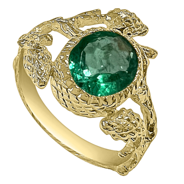 FORMENTOR GOLD AND EMERALD ENGAGEMENT RING