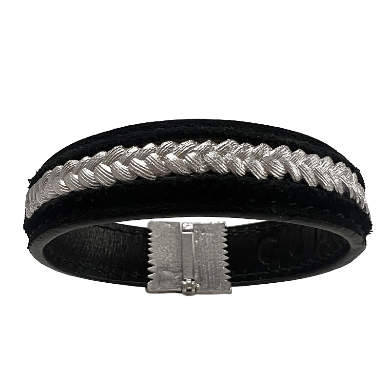 FONERS WHITE GOLD AND LEATHER BRACELET