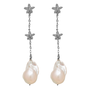 ESTEL GOLD, DIAMONDS AND BAROQUE PEARL EARRINGS