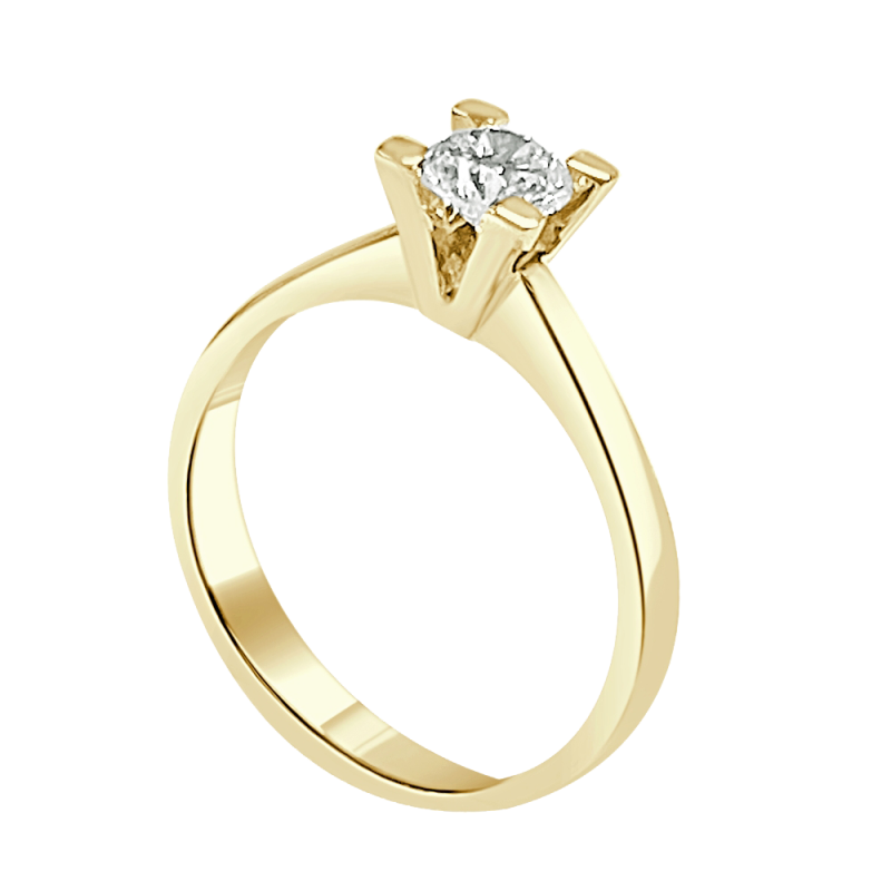 YELLOW GOLD AND DIAMOND SOLITAIRE RING