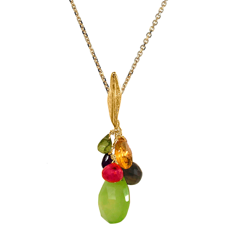 OLIVO GOLD AND MULTICOLORED GEMSTONES NECKLACE