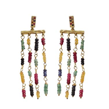 ARC EN CIEL MULTICOLORED SAPPHIRES AND GOLD EARRINGS
