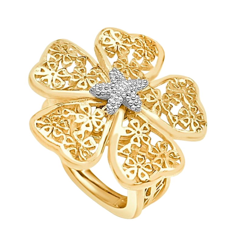 ALMOND BLOSSOM GOLD AND DIAMOND RING