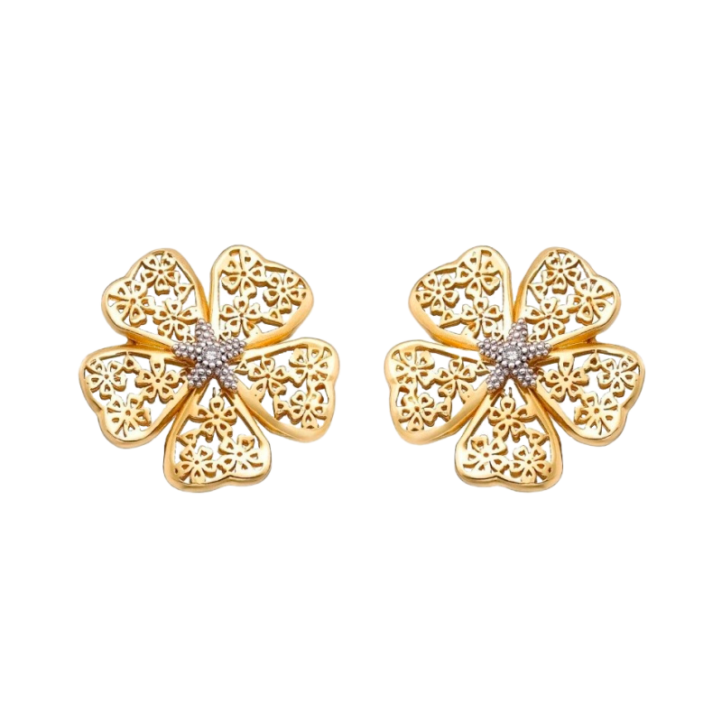 ALMOND BLOSSOM GOLD AND DIAMOND EARRINGS