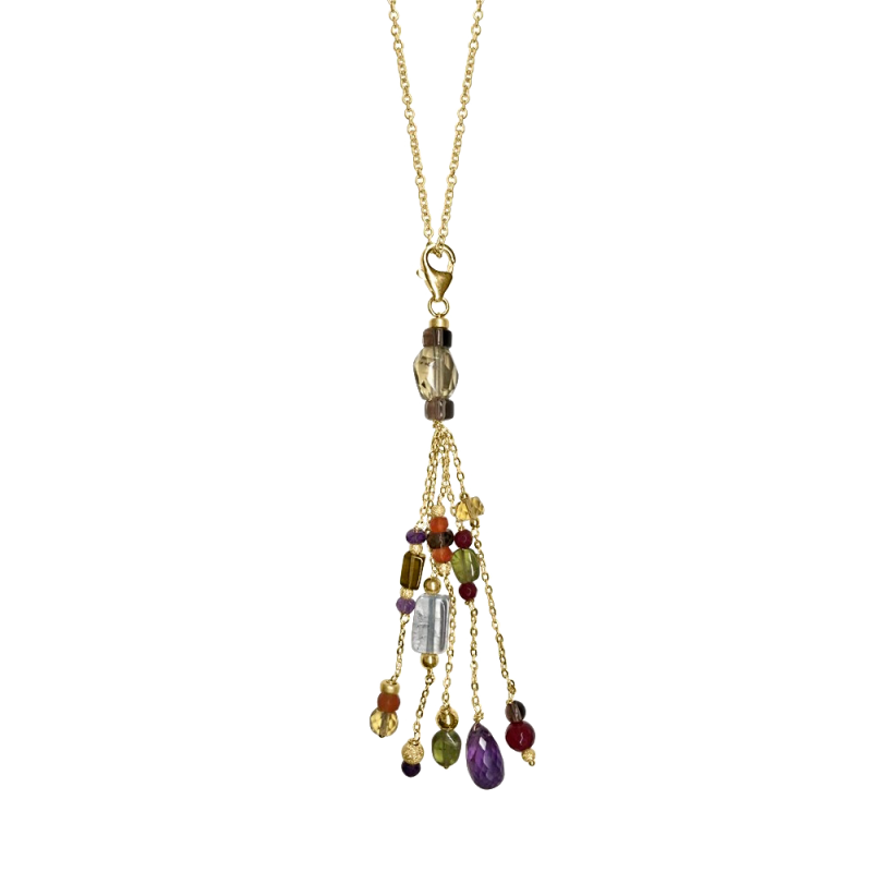 GOLD AND NATURAL STONES PENDANT