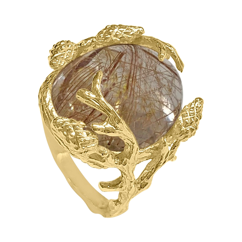 YELLOW GOLD AND QUARTZ FORMENTOR RING