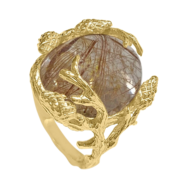 YELLOW GOLD AND QUARTZ FORMENTOR RING