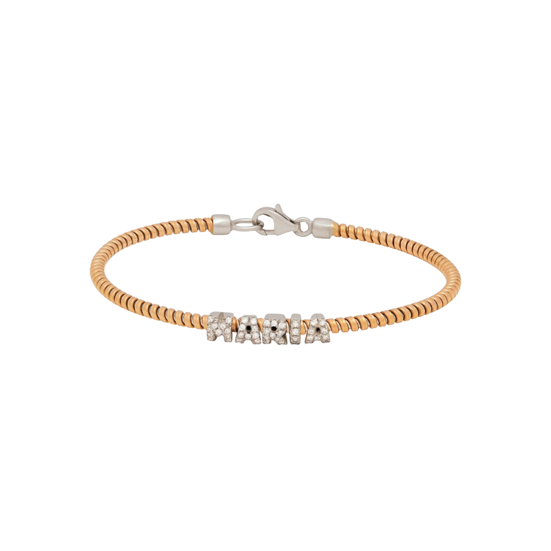 Bracelet with your name in yellow gold and diamonds