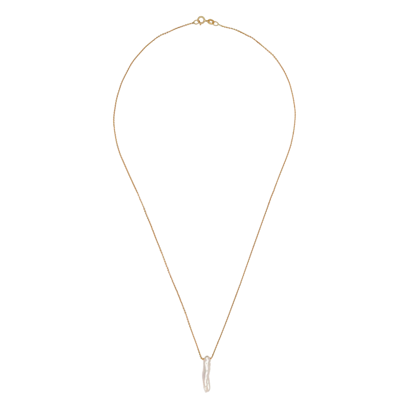 GOLD AND BAROQUE PEARL PENDANT.