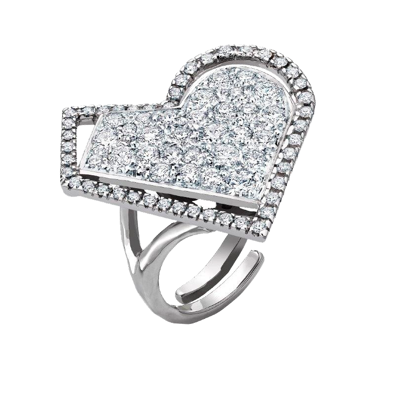 HAPPY HEART WHITE GOLD AND DIAMOND RING