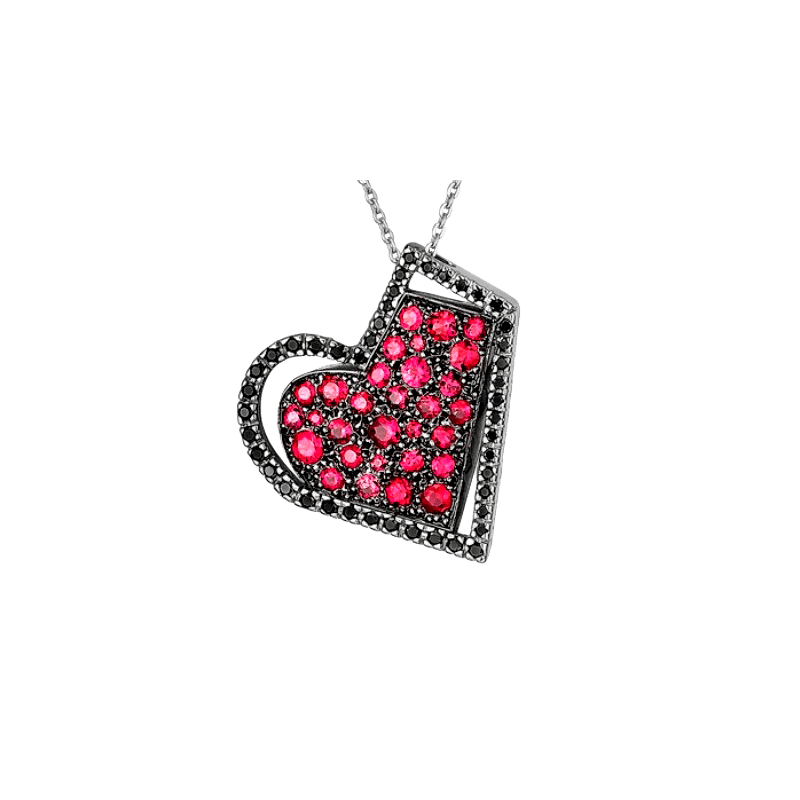 HAPPY HEART GOLD, DIAMOND AND RUBY NECKLACE