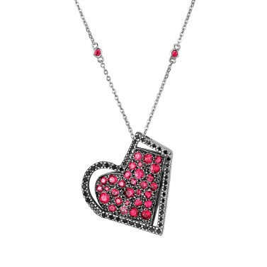 HAPPY HEART GOLD, DIAMOND AND RUBY NECKLACE