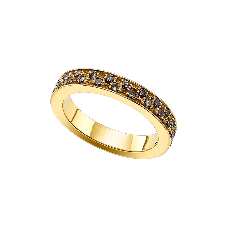COLORS YELLOW GOLD AND BROWN DIAMONDS RING
